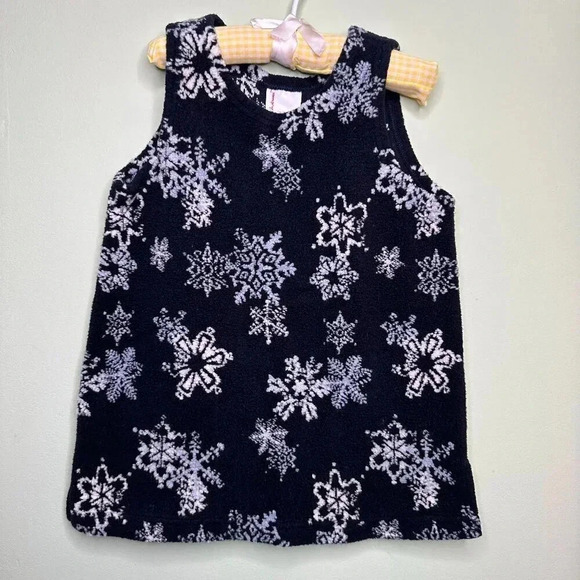 Hanna Andersson Toddler Girls Fleece Snowflake Winter Dress Size 3 - Picture 1 of 4